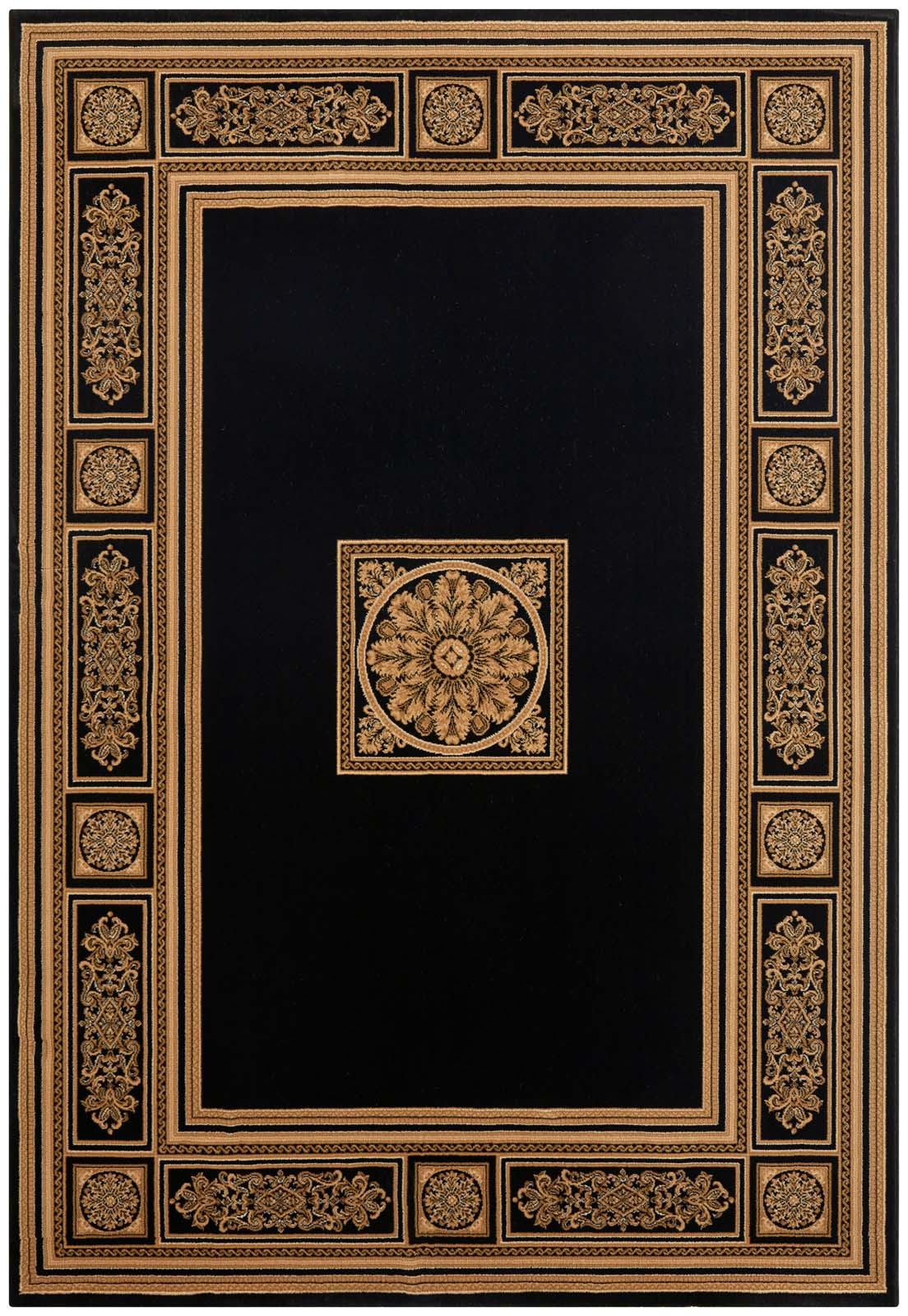 Leonardo Renaissance Schwarz-Gold – Edler Maschinenwebteppich