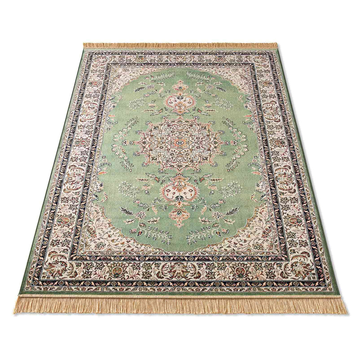 Palazzo Royal Ghoum Teppich Grün mit modernem Orient-Design – Perspektive, 067x105 cm