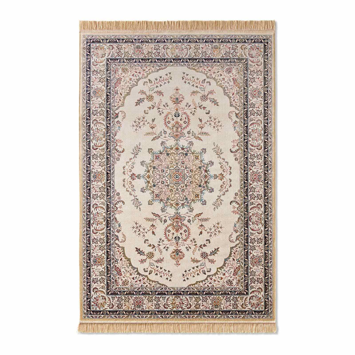 Palazzo Royal Ghoum Teppich Beige mit modernem Orient-Design – Frontansicht, 067x105 cm
