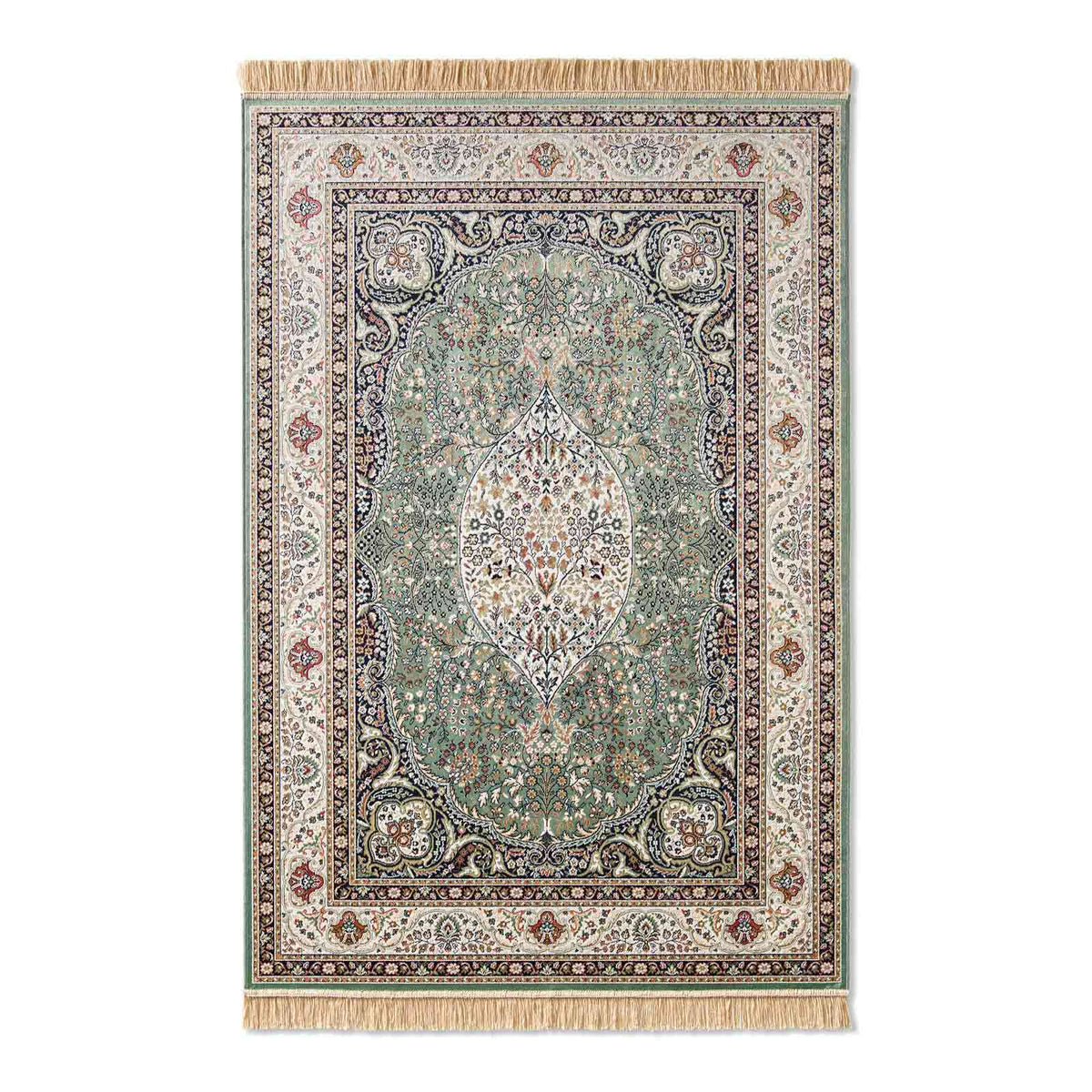 Palazzo Royal Lilian Teppich in Grün mit Ornamenten – Frontansicht, 095x140 cm