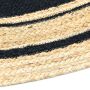 Jute Teppich Mani stripes rund Flachgewebe Boho Modern natur-schwarz 100 cm rund