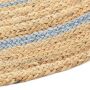 Jute Teppich Mani stripes rund Flachgewebe Boho Modern natur-blau 100 cm rund