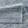 TaraCarpet Limburg handgewebter Schurwollteppich aus gewalkter Wolle Blau 070x130 cm