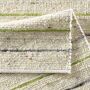 TaraCarpet Weidenthal handgewebter Schurwollteppich aus Wolle gestreift Grün 070x130 cm