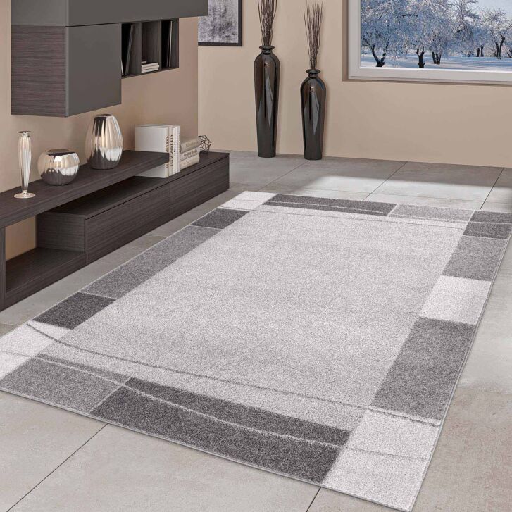 Moderner Teppich Aragon 54 Bordüre grau 080x150 cm
