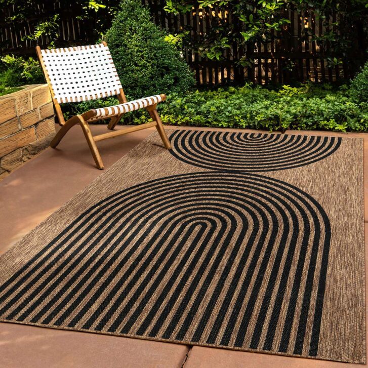 Tara Carpet Columbia-Fashion Wave In & Outdoor auch für die Küche schwarz 067x180 cm